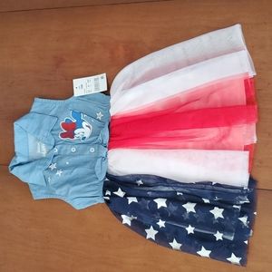 Disney junior Minnie mouse red white and blue dress. Size 18 mos. NWT